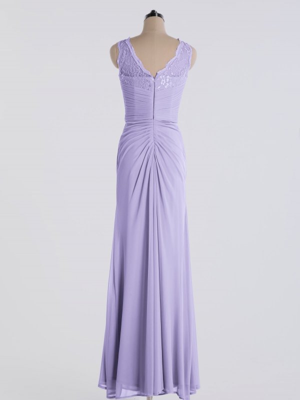 Sleeveless Long Mesh Dress With Corded Lace Bridesmaid AB202144