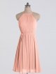 Short Maternity Halter Neck Stretch Mesh Bridesmaid Gowns AB202136