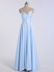 Long V-Neck Satin Prom Dress with Adjustable Straps AB202163