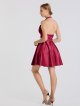 Short Halter V-neck Satin Prom Dress AB202173