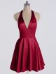 Short Halter V-neck Satin Prom Dress AB202173