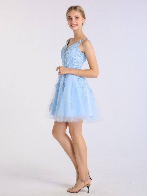 Short A-line Lace and Tulle Homecoming Prom Dress AB202172