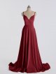 Splendid Deep V-neck Velvet A-line Prom Party Dress AB202176