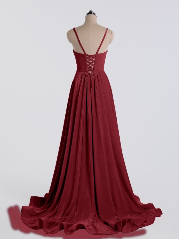 Splendid Deep V-neck Velvet A-line Prom Party Dress AB202176