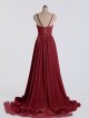 Splendid Deep V-neck Velvet A-line Prom Party Dress AB202176