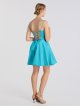 Short Scoop Neckline Satin Party Gown with Spaghetti Straps AB202175