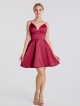 V Neck Bodice Short Satin Cocktail Party Dress AB202179