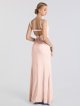 Long V Neck Satin Dress with Open Back AB202113