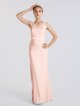 Long V Neck Satin Dress with Open Back AB202113