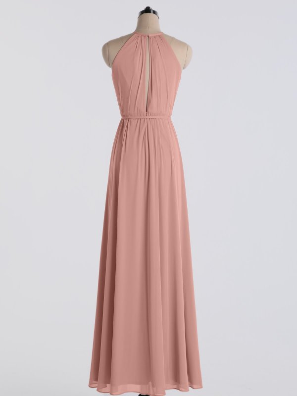 Mesh Bridesmaid Dresses Soft Halter Dress with Slim Sash AB202056