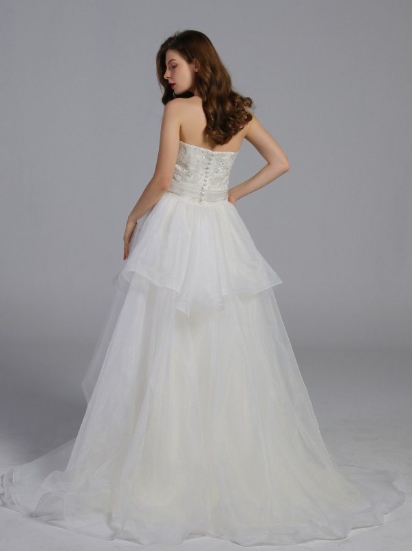 Strapless Lace Wedding Dress with Removable Train AB202037