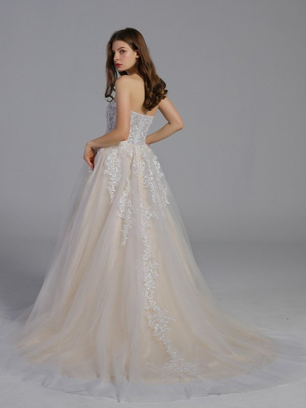 Sheer Lace and Tulle Ball Gown Wedding Dress AB202035