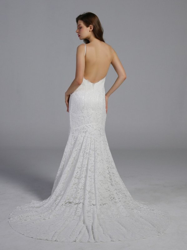 Soft Lace Wedding Dresses with Low Back AB202036