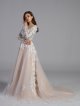 Illusion Sleeve Plunging Ball Gown Wedding Dress AB202002