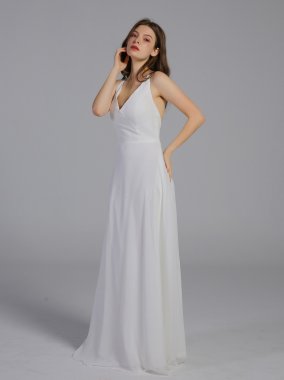 Crepe Wrap Gown with Jeweled Crisscross Low Back AB202013