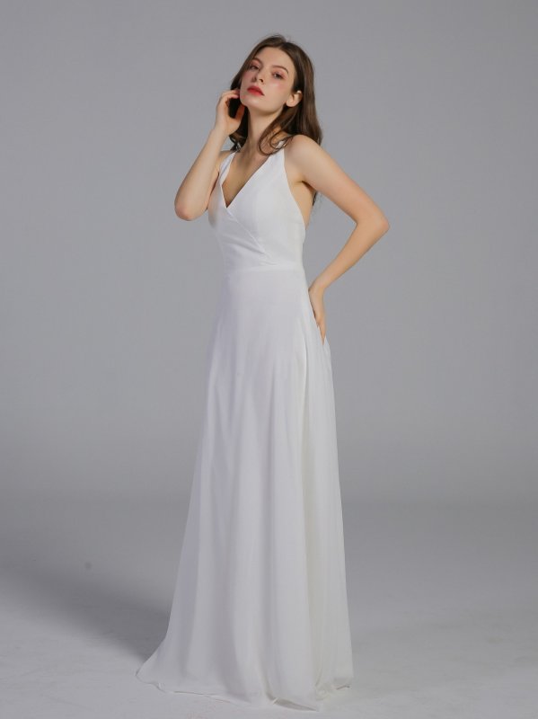 Crepe Wrap Gown with Jeweled Crisscross Low Back AB202013