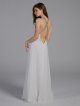 Crepe Wrap Gown with Jeweled Crisscross Low Back AB202013