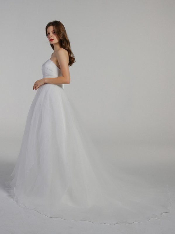 Sweep Train Draped Organza Wedding Dresses AB202040