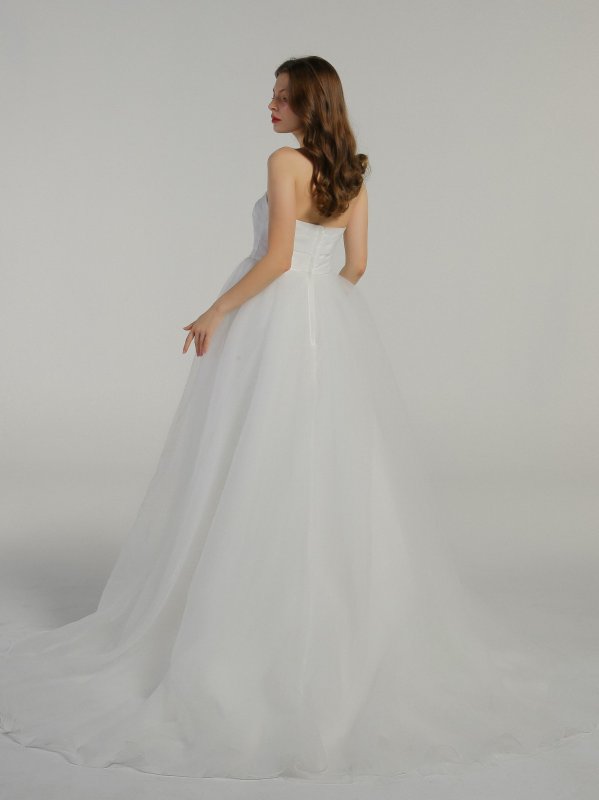 Sweep Train Draped Organza Wedding Dresses AB202040