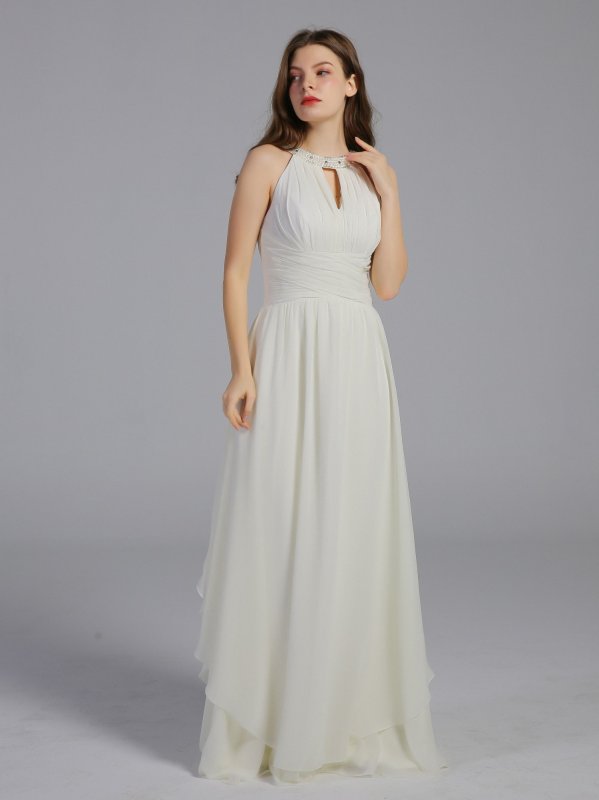 Long Chiffon Dress with Keyhole Detail AB202005