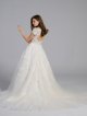 Lace Illusion Cap Sleeve Ball Gown Wedding Dress AB202020