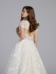 Lace Illusion Cap Sleeve Ball Gown Wedding Dress AB202020