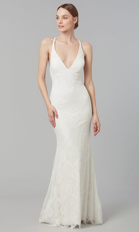 V-Neck Lace Corset-Back Wedding Dress by KL-300101