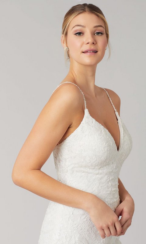 Alicia: V-Neck Lace Wedding Dress KL-300115