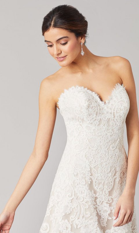 Meghan: Strapless Lace Long Wedding Dress KL-300122
