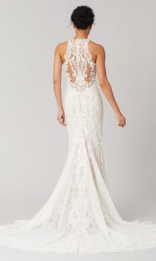 Irene: Lace High-Neck Wedding Dress by KL-300137