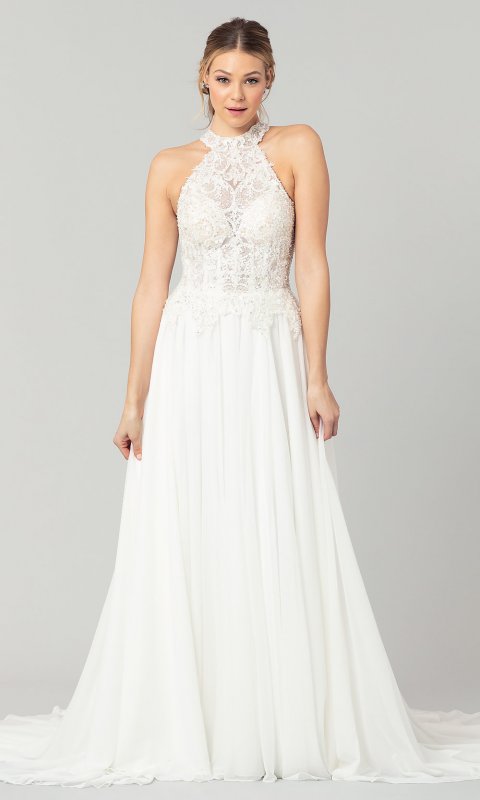 Bettie: Long High-Neck Wedding Dress KL-300141