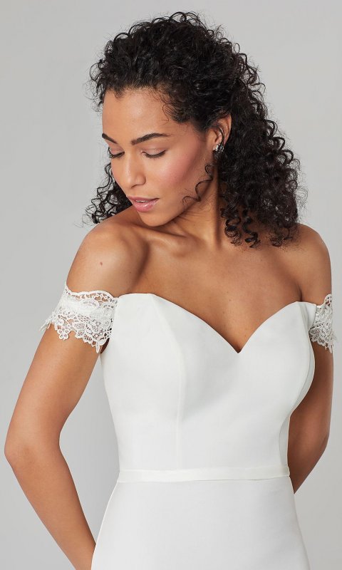 Jane: Long Off-the-Shoulder Wedding Dress by KL-300144