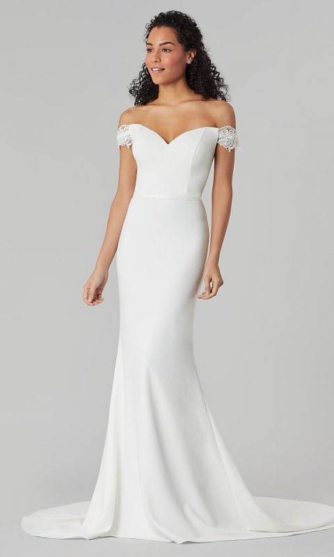 Jane: Long Off-the-Shoulder Wedding Dress by KL-300144