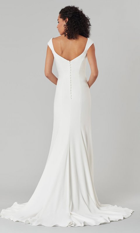 Vera: Cap-Sleeve Long Formal Wedding Dress KL-300159