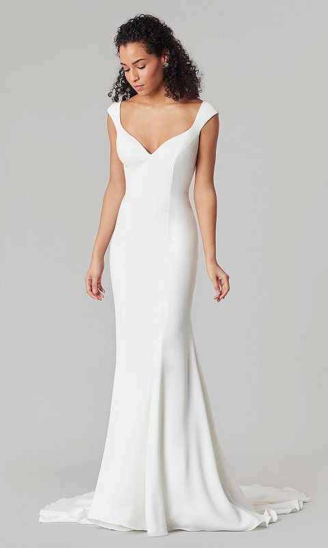 Vera: Cap-Sleeve Long Formal Wedding Dress KL-300159