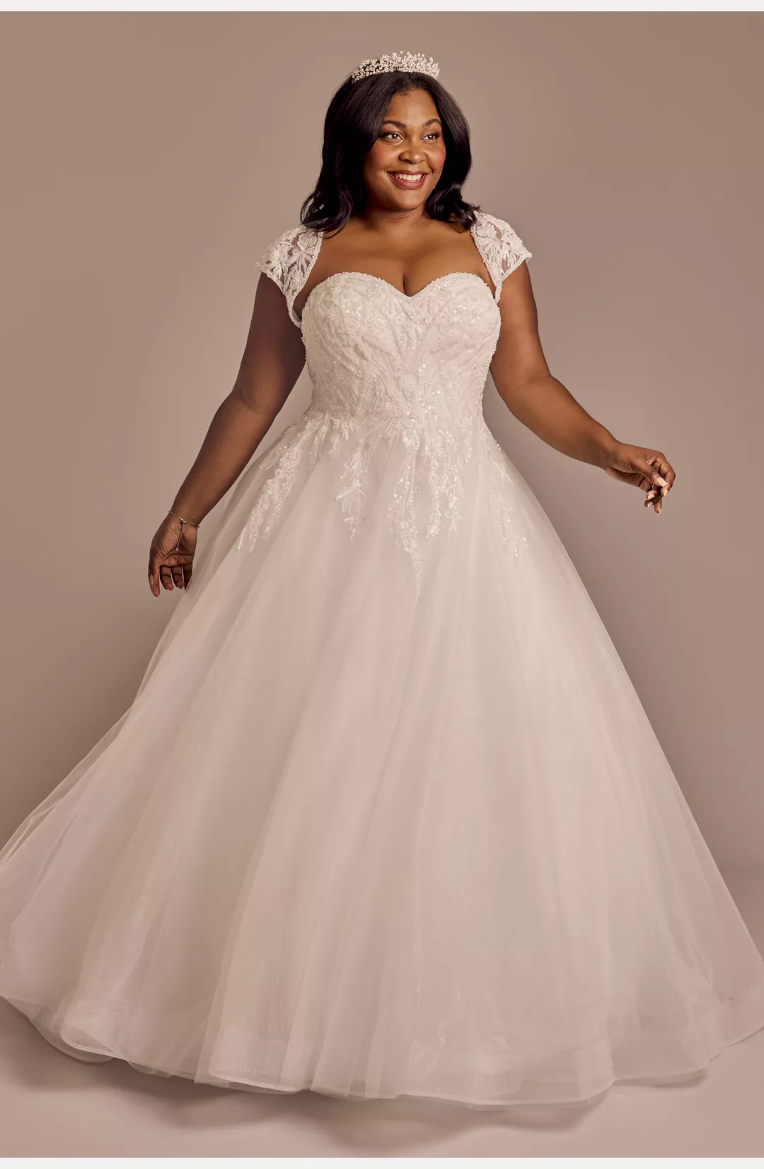 Lace Applique Ball Gown with Removable Sleeves STYLE# CWG1014