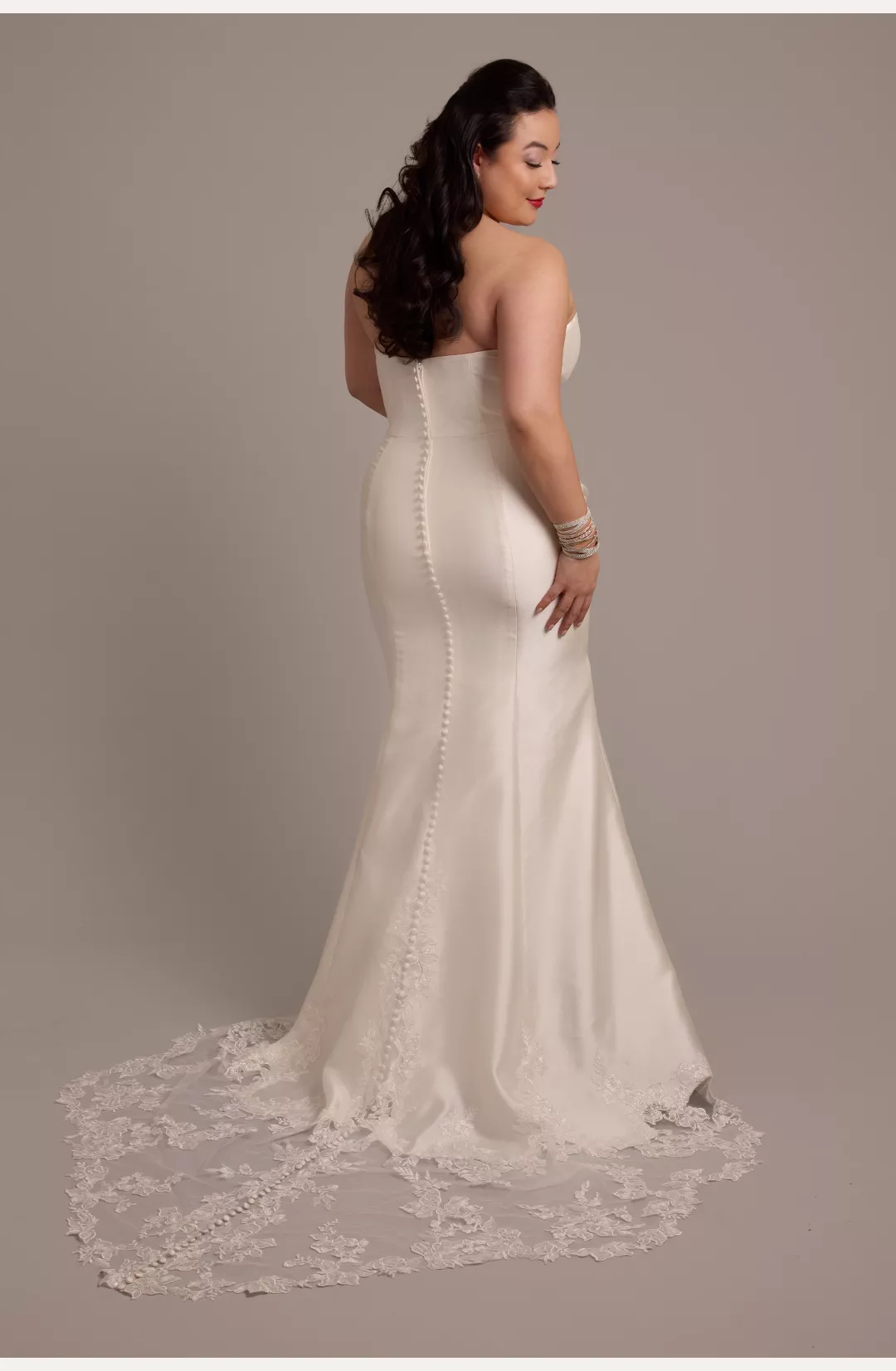 Mikado Trumpet Wedding Dress with Lace Train STYLE# CWG978