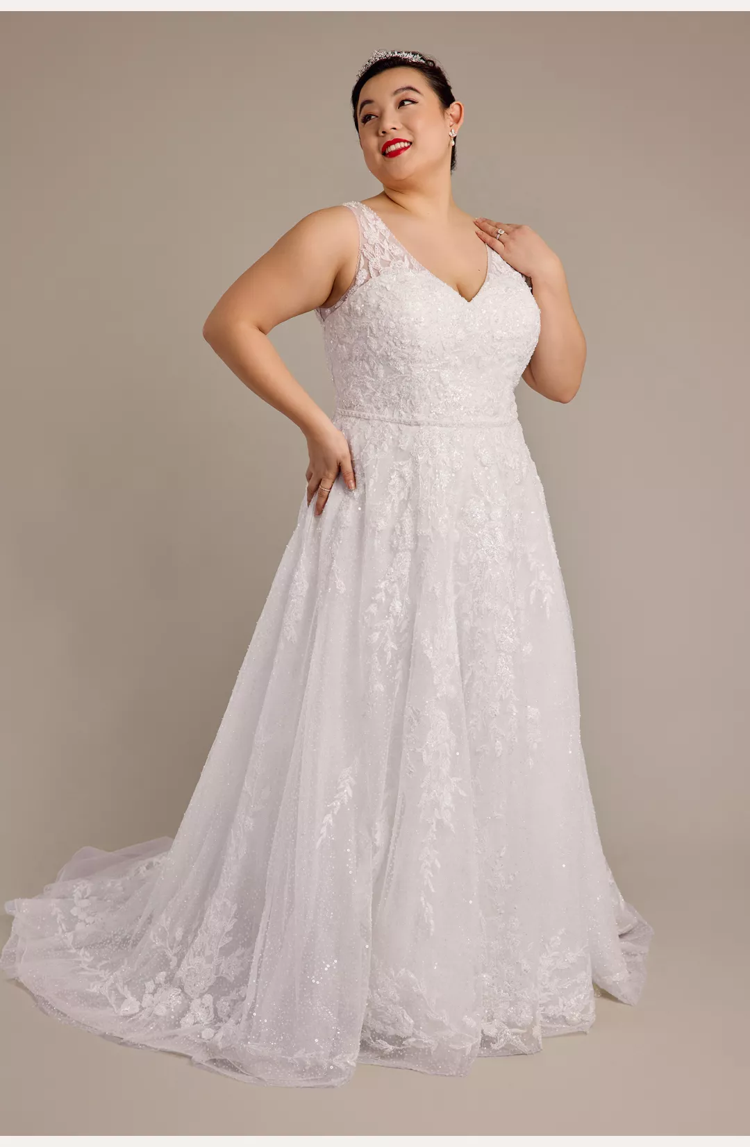 Allover Beaded Tank A-Line Wedding Dress STYLE# CWG984