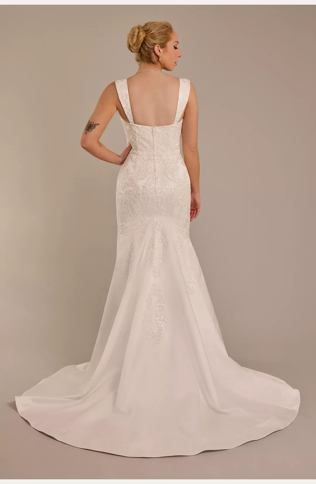 Beaded Satin Strapless Mermaid Wedding Dress STYLE# CWG994