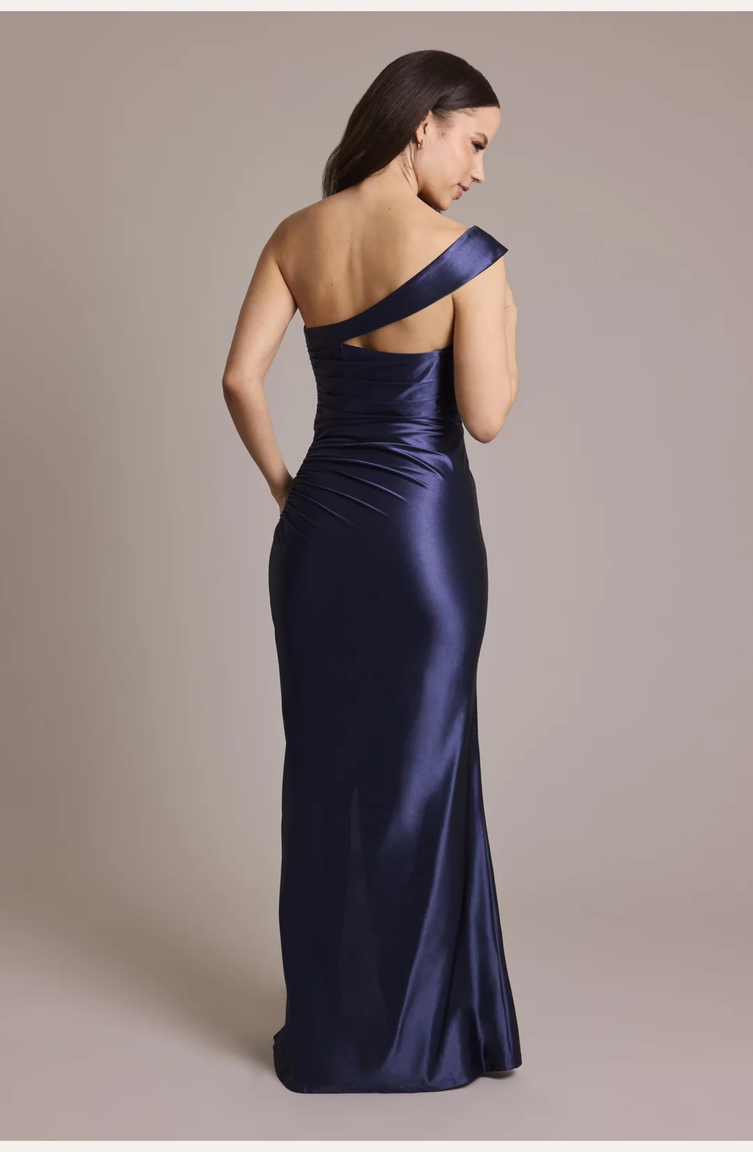 One-Shoulder Sculpting Satin Sheath Dress STYLE# D21NY24191