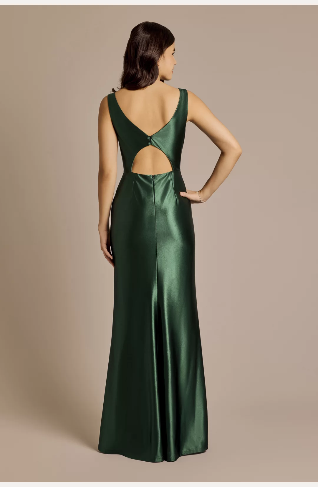 Sculpting Satin Tank V-Neckline Sheath Dress STYLE# D24WBM4188V1