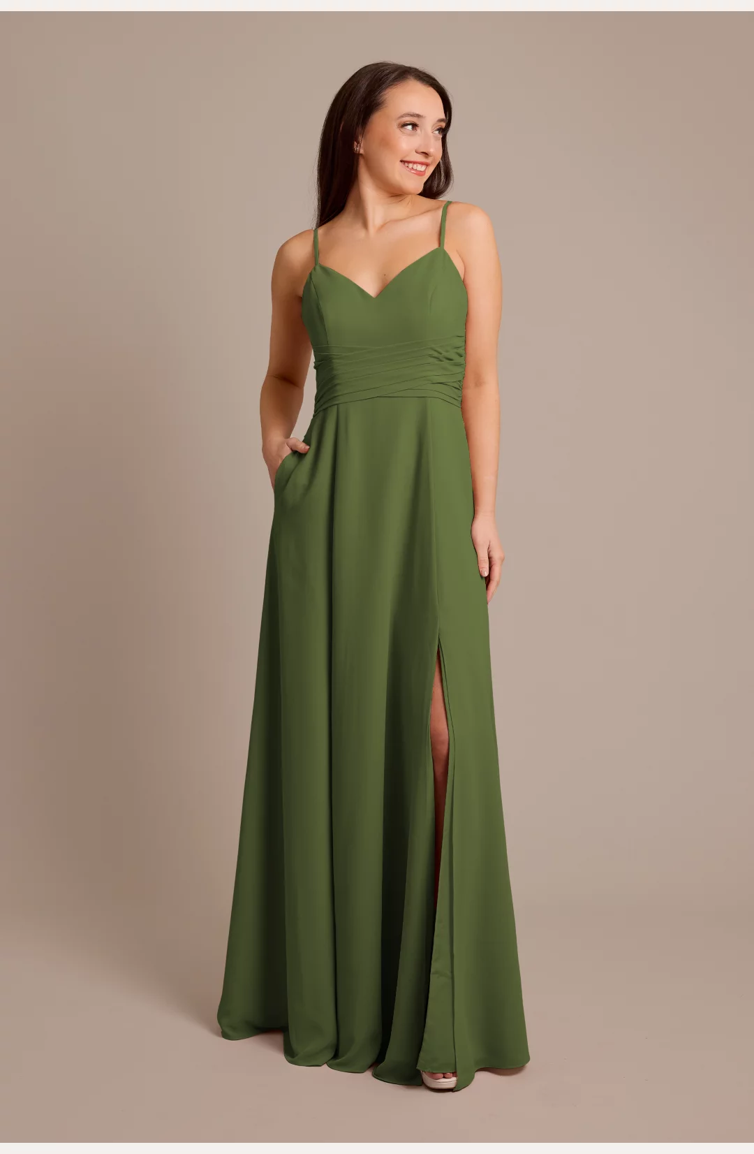 Chiffon Back Tie A-Line Bridesmaid Dress STYLE# F20682