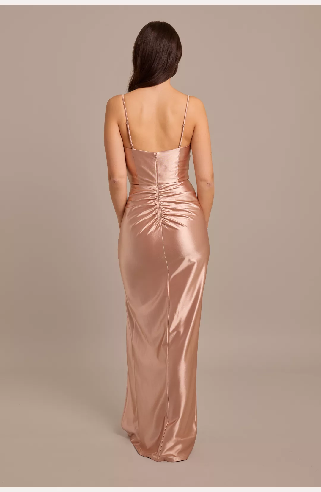 Sculpting Satin Spaghetti Strap Bridesmaid Dress STYLE# F20714