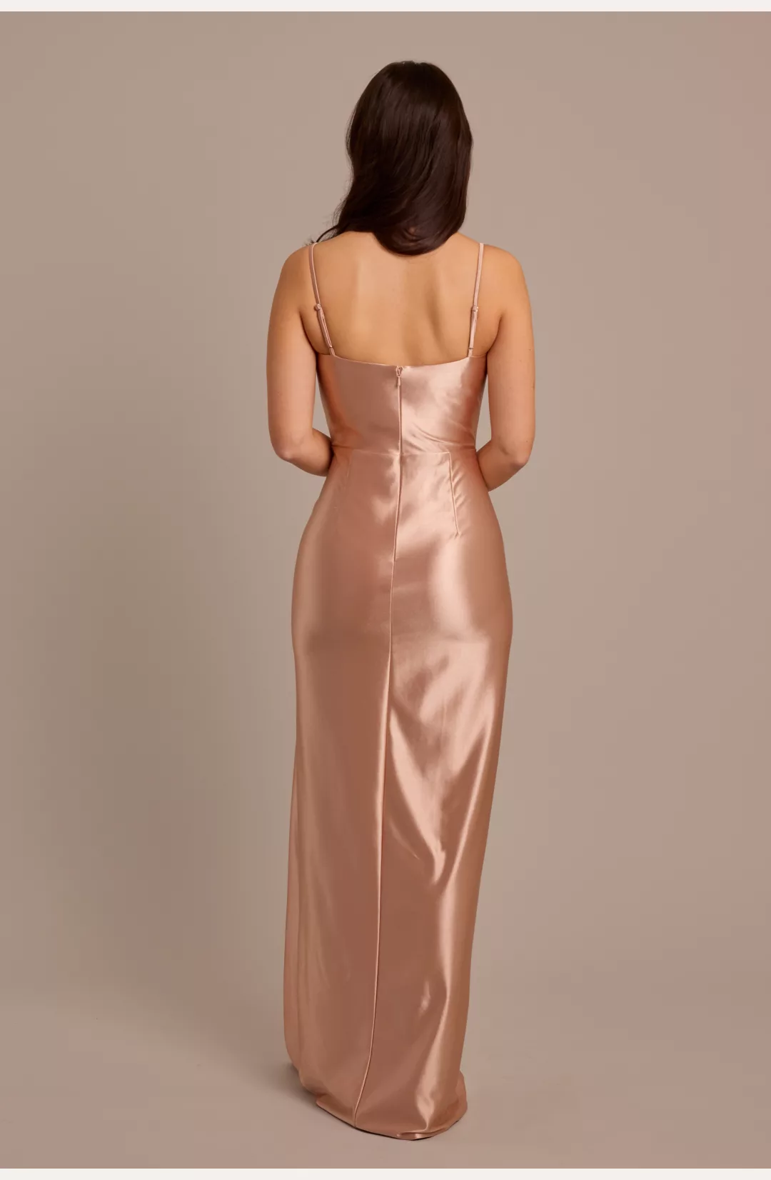 Sculpting Satin Cowl Neck Ruched Bridesmaid Dress STYLE# F20716