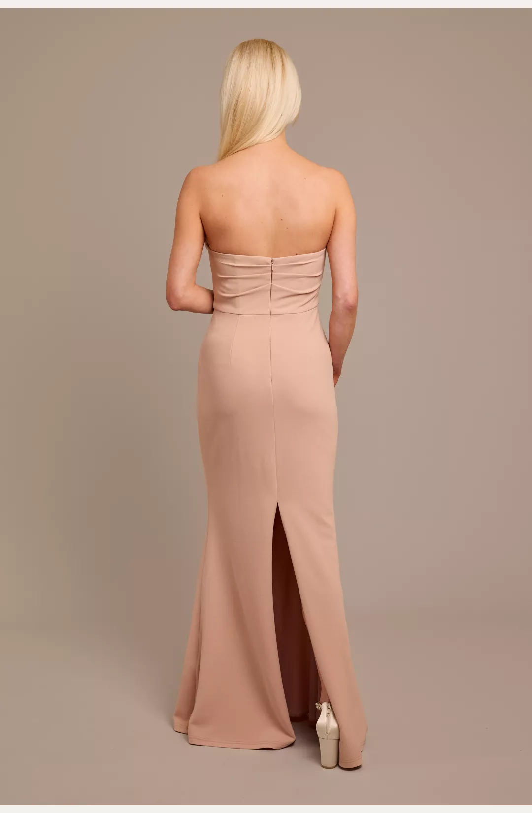 Stretch Crepe Strapless Cowl Neck Bridesmaid Dress STYLE# F20721