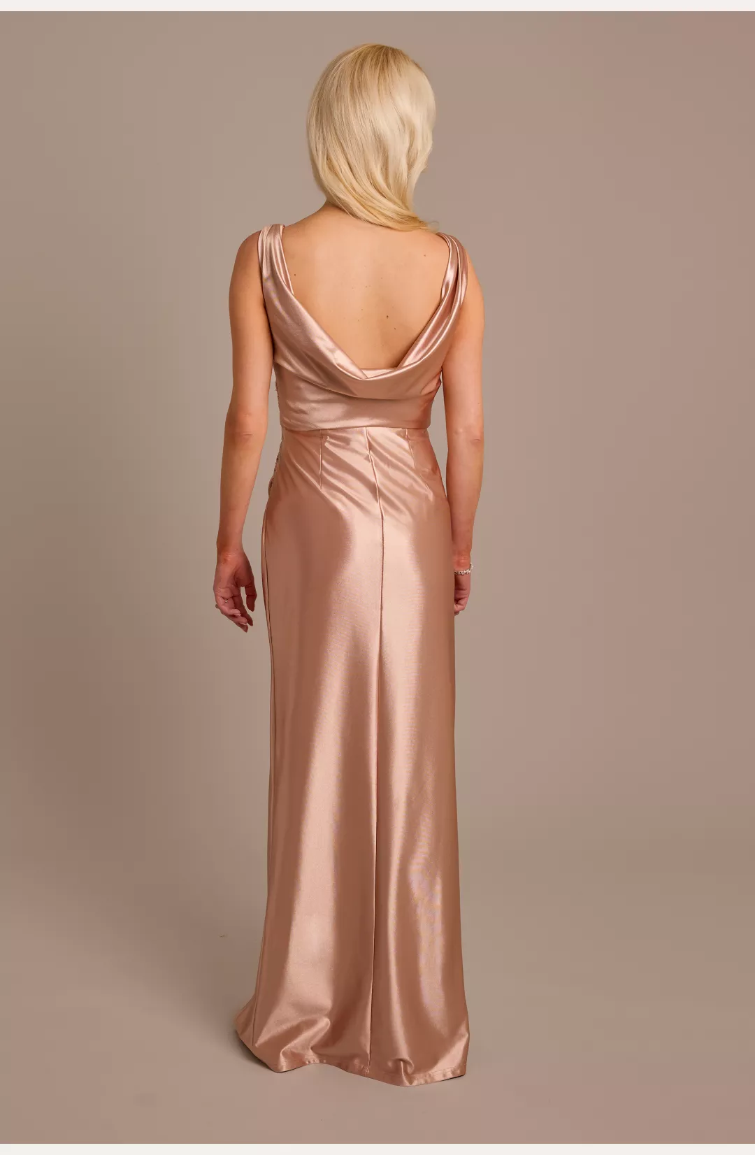 Sculpting Satin Tank Cowl Back Bridesmaid Dress STYLE# F20729