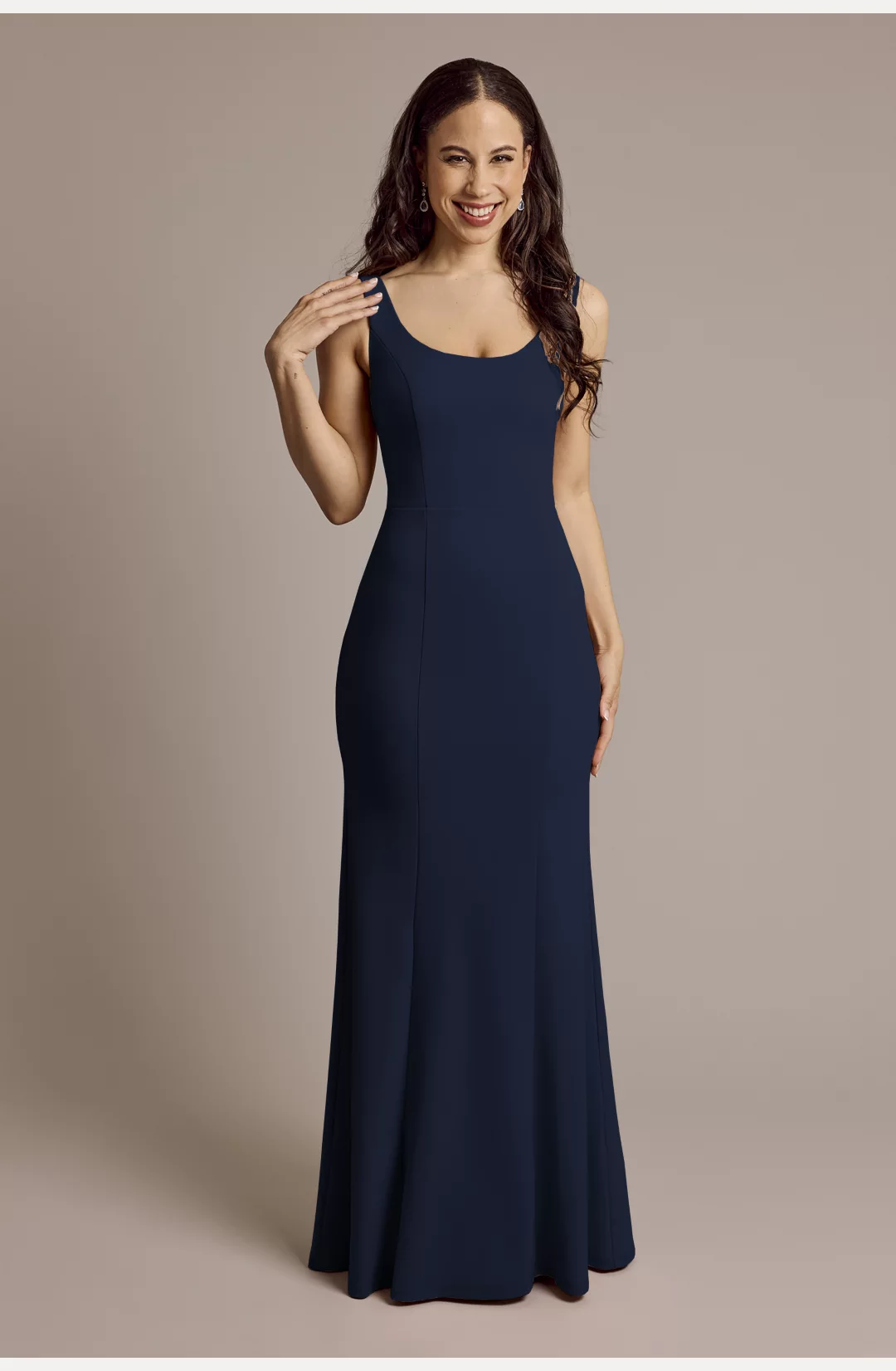 Crepe Tank Mermaid Dress with Back Knot STYLE# F20762