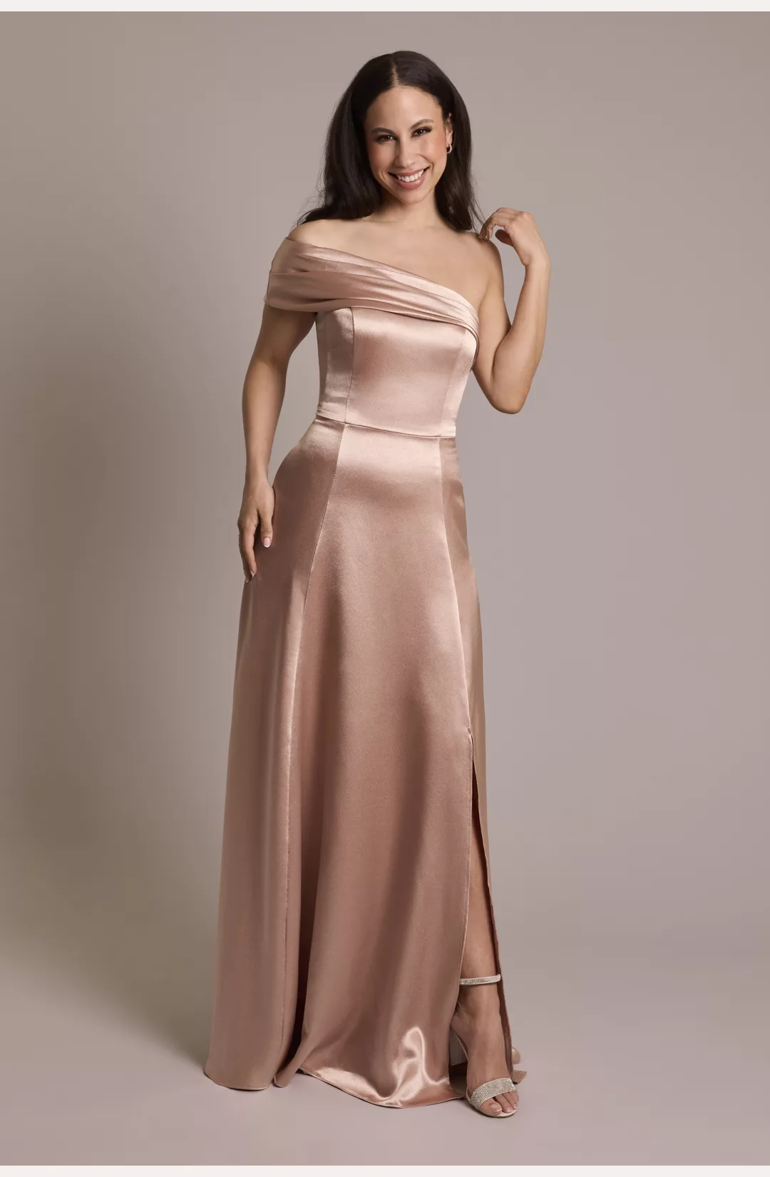 Luxe Charmeuse Asymmetrical Dress STYLE# F20781