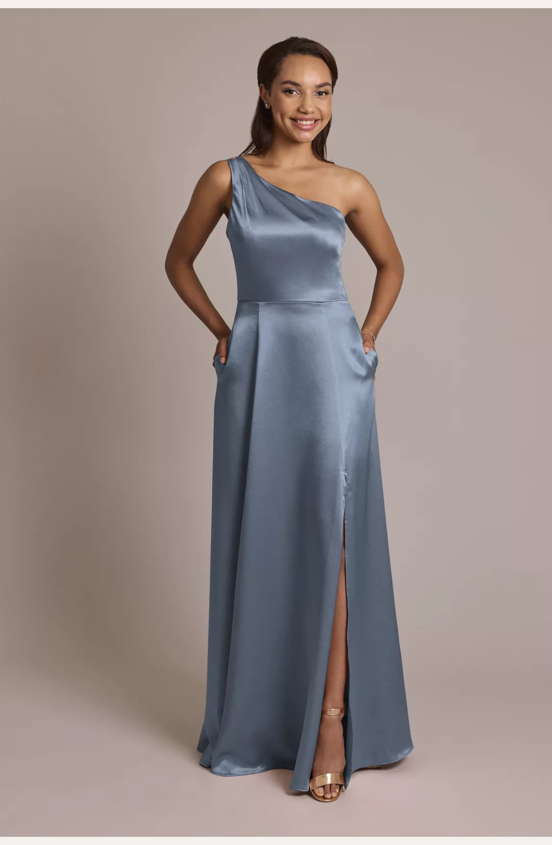 Luxe Charmeuse One-Shoulder Dress STYLE# F20785