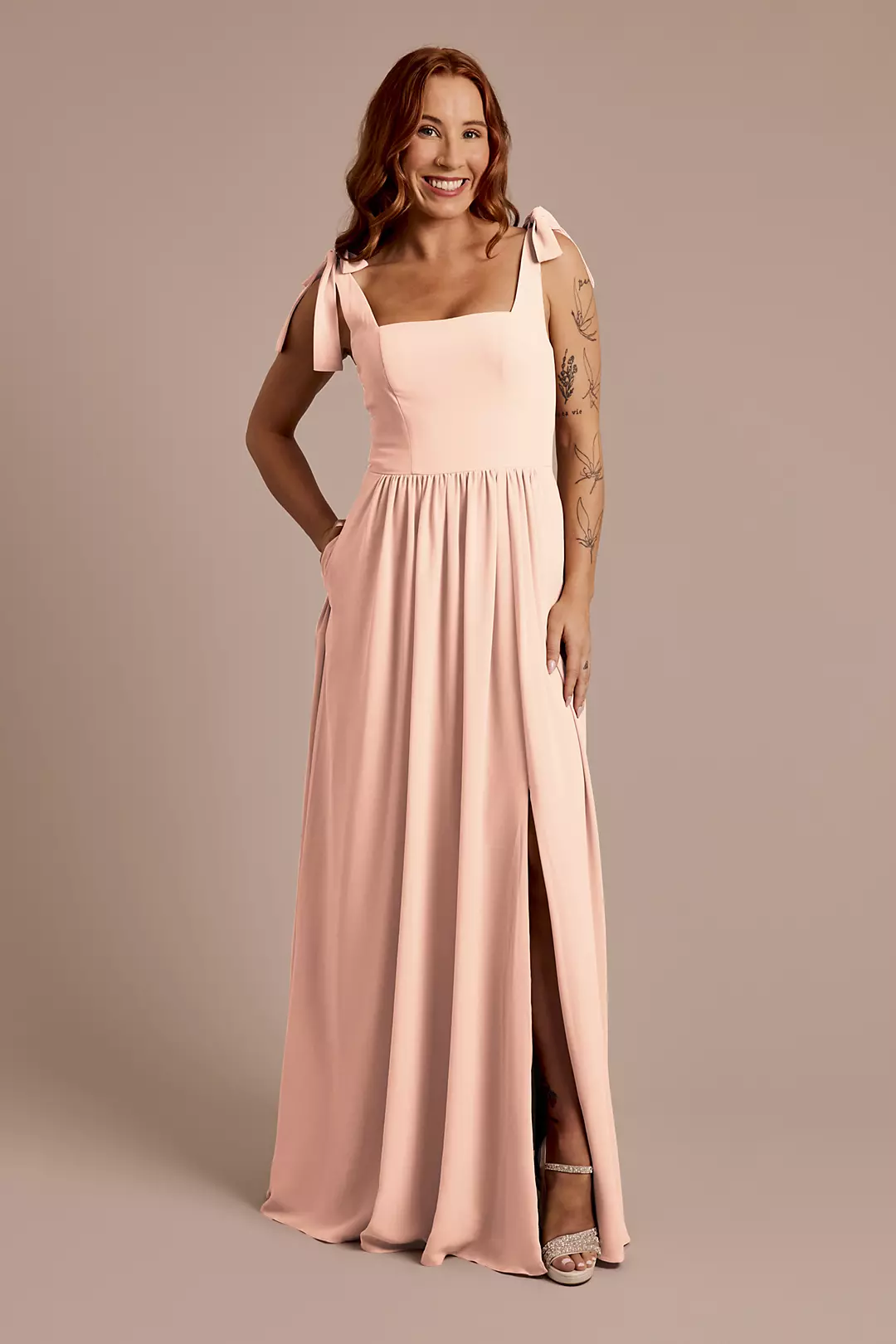 Chiffon Tie Strap Tank A-Line Dress STYLE# F20799